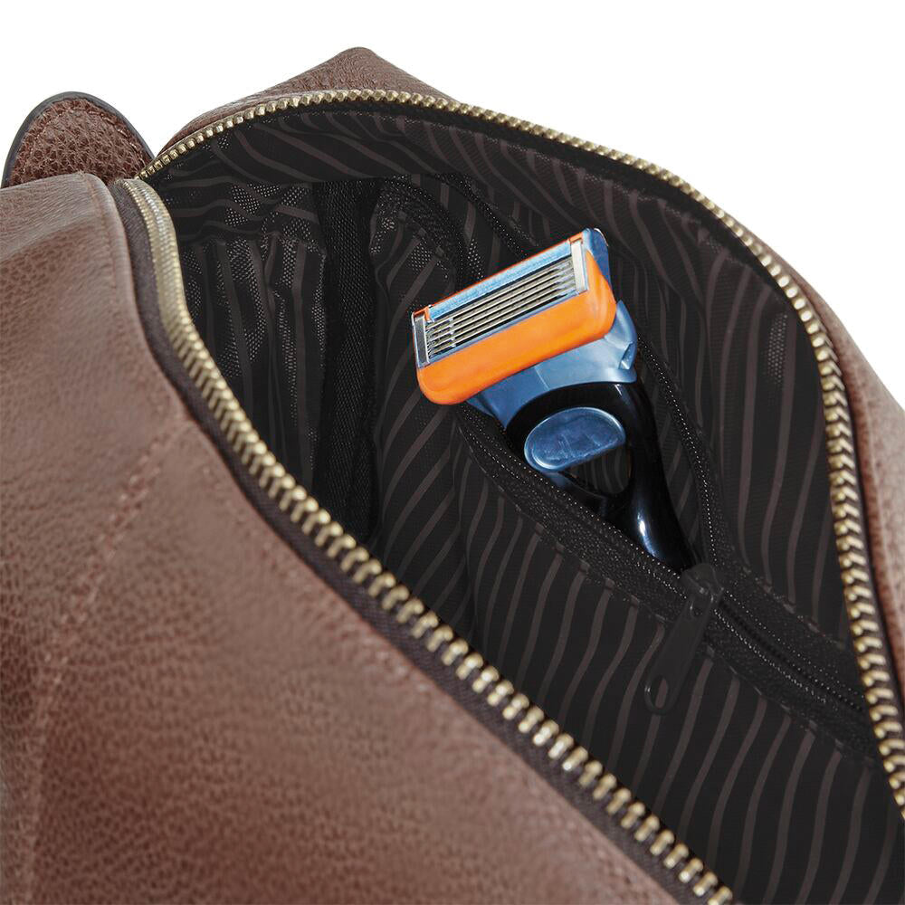 Washbag Personalised – Men’s Leather Wash Bag with Strap